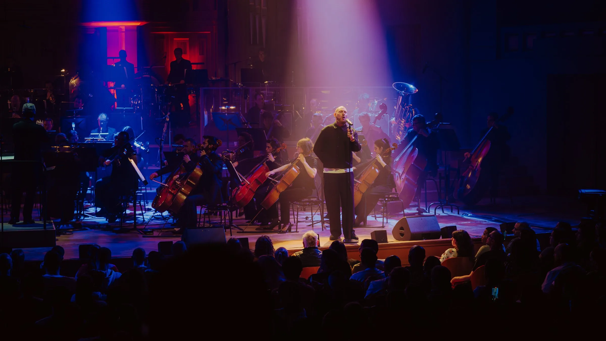 Scylla sur scène au milieu des violoncelles